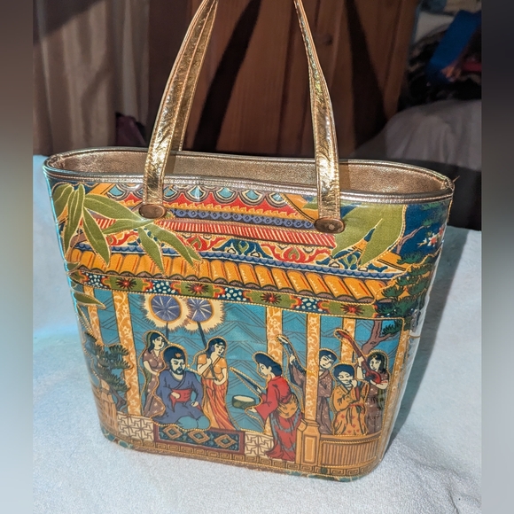 Vintage Delill Quilted Persian Scene Tote Bag . - Picture 3 of 11